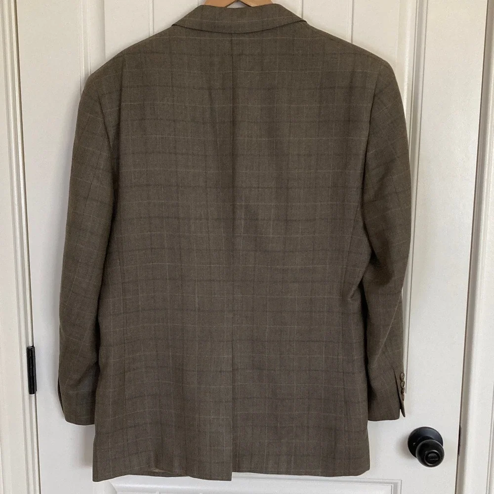 Joseph‎ A Bank Mens Classic Brown Plaid 2 Button Blazer Size 42R Office Career